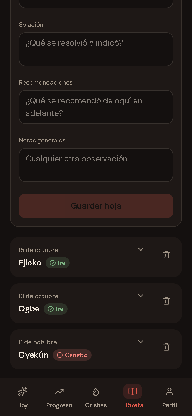 La libreta privada con hojas de lectura guardadas