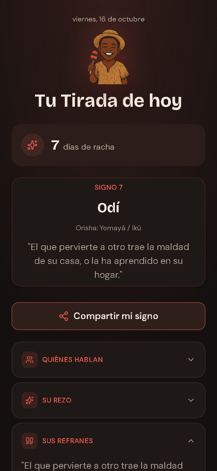 Un signo revelado con su significado y su Orisha